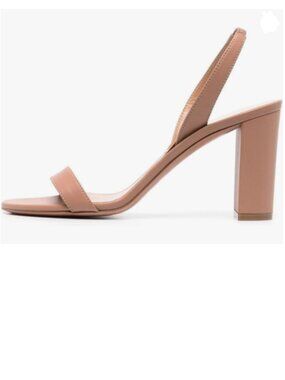 FYS Nude Open Toe Sandals Block High Heel Slingbacks Sexy Single Band Shoes